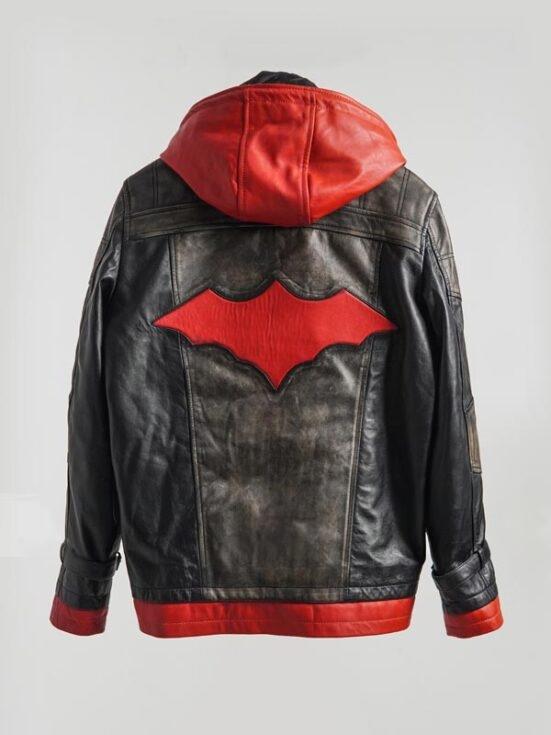 Batman Red Hooded Leather Jacket