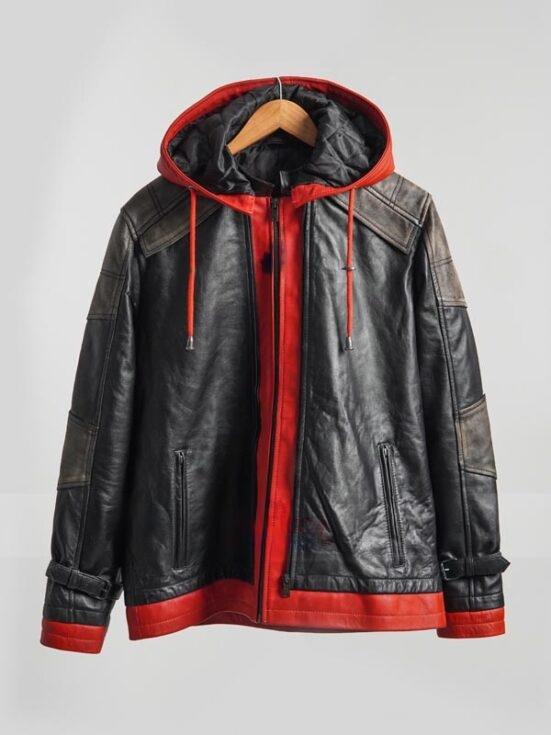 Batman Red Hooded Leather Jacket