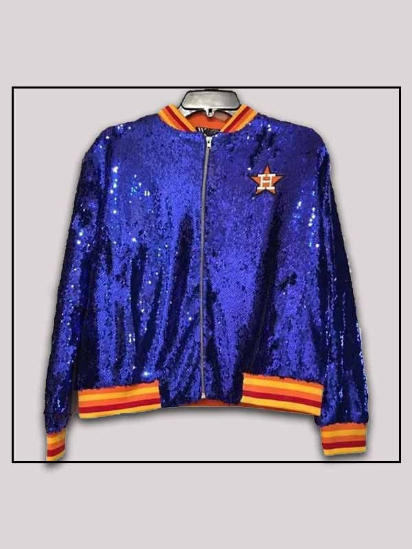 Sequin Astros Bomber Jacket