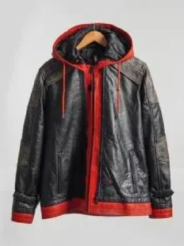 Batman Red Hooded Leather Jacket