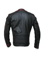 Front view of a tailored N7 leather jacket with a smooth zipper closure.
