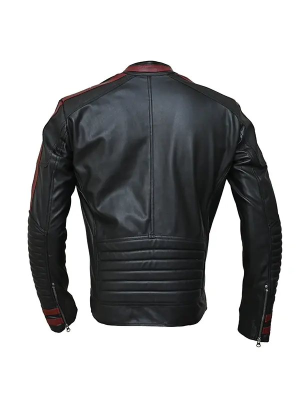 Front view of a tailored N7 leather jacket with a smooth zipper closure.