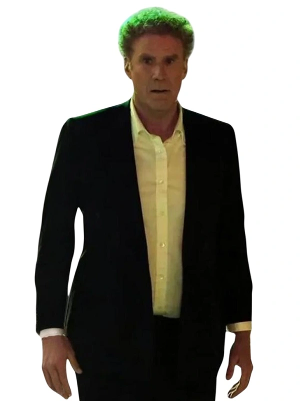 Present Spirited Will Ferrell Black Blazer Suit