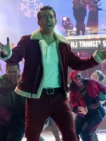 High-quality Ryan Reynolds Red Suede Jacket in the movie Spirited.