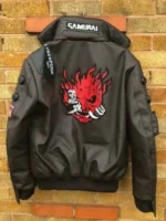 Character V Samurai Jacket featuring a high-stand collar and glowing-effect logo.