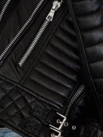 Womens Quilted Leather Motorcycle Jacket