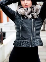 Womens Quilted Leather Motorcycle Jacket