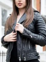 Womens Quilted Leather Motorcycle Jacket