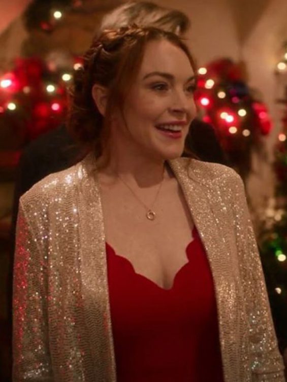 Lindsay Lohan Falling For Christmas Sequin Blazer