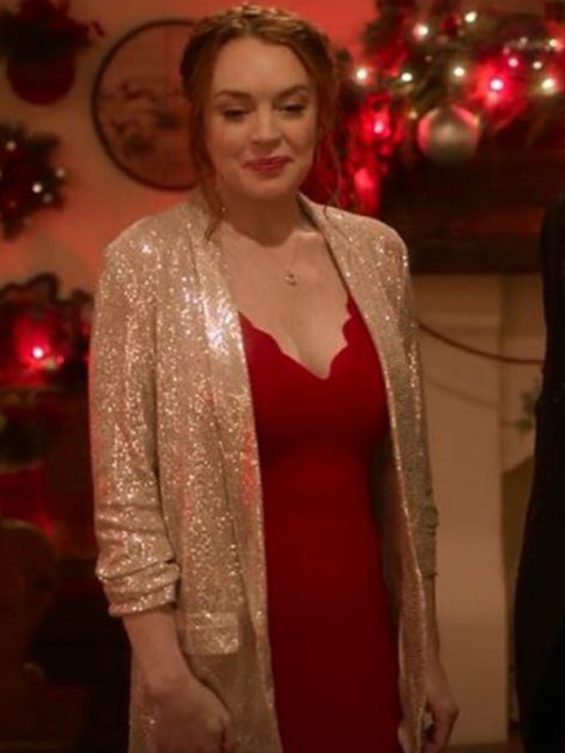 Lindsay Lohan Falling For Christmas Sequin Blazer