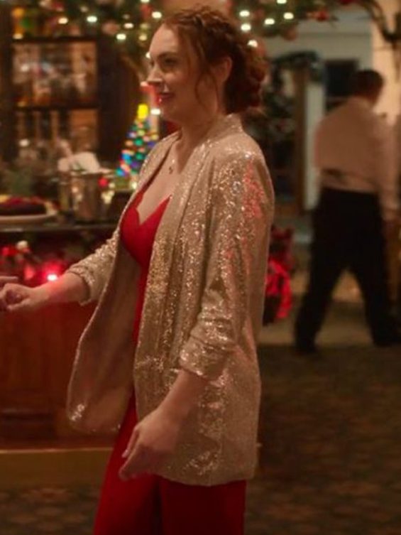 Lindsay Lohan Falling For Christmas Sequin Blazer