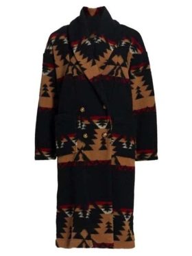 Yellowstone Beth Dutton Black Printed Coat