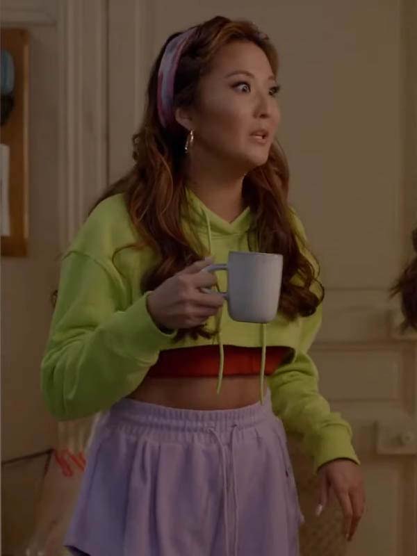 Emily in Paris S03 Mindy Chen Green Cropped Hoodie