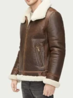 Buy Men's Brown Shearling Sheepskin Leather B3 Bomber Jacket Online