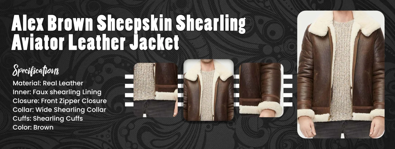 Alex Brown Sheepskin Shearling Aviator Leather Jacket
