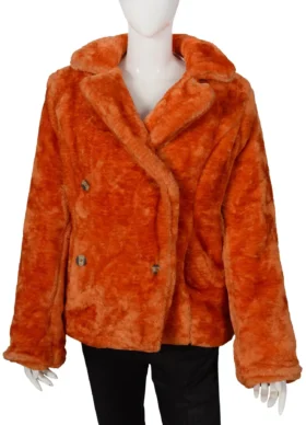 Beth Dutton Yellowstone S04 Kelly Reilly Orange Fur Jacket