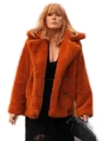 Yellowstone S04 Kelly Reilly Orange Fur Jacket