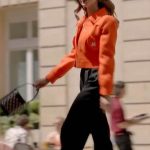 Emily in Paris Season 3 Emily Cooper Orange Jacket Image