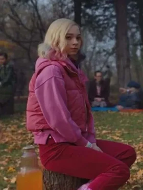 Emma Myers Wednesday Enid Sinclair Pink Puffer Vest