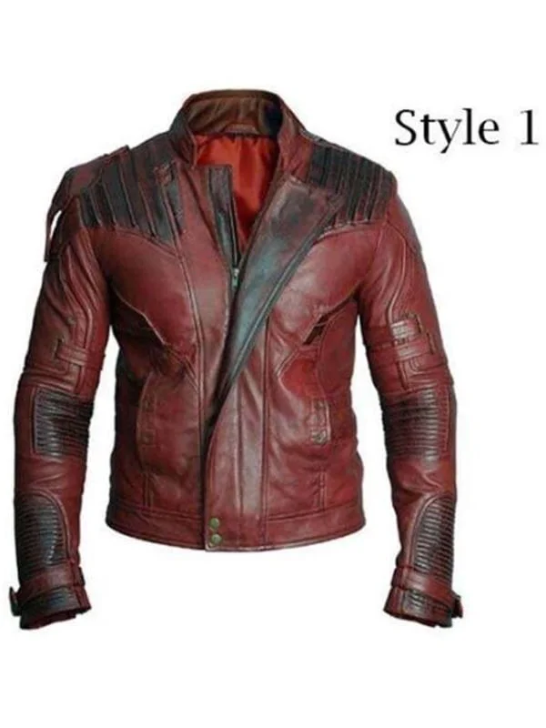Guardians Star Peter Quill Red and black Leather Jacket