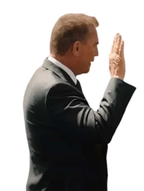 John Dutton Yellowstone black formal suit side pose