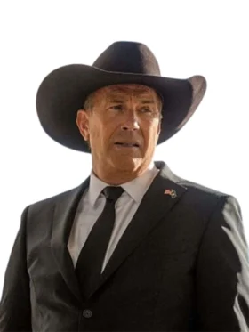 John Dutton wearing black suit and cowboy hat Yellowstone look