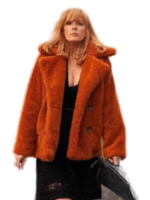 Yellowstone S04 Kelly Reilly Orange Fur Jacket