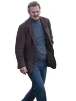 Liam Neeson brown leather jacket from Thug movie scene