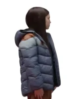 M3GAN 2023 Cady Puffer Jacket in blue color, inspired by Violet McGraw character, stylish winter hooded jacket for girls from TV Jackets