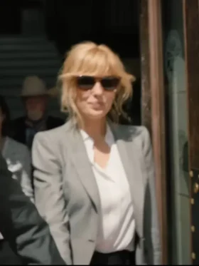 Premium women’s grey blazer like Beth Dutton’s iconic Yellowstone outfit.