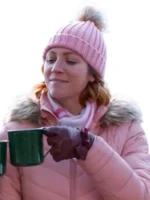 Pink moto jacket for women inspired by Brittany Snow