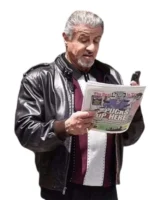 Sylvester Stallone in black jacket formal look side pose