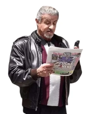 Sylvester Stallone in black jacket formal look side pose