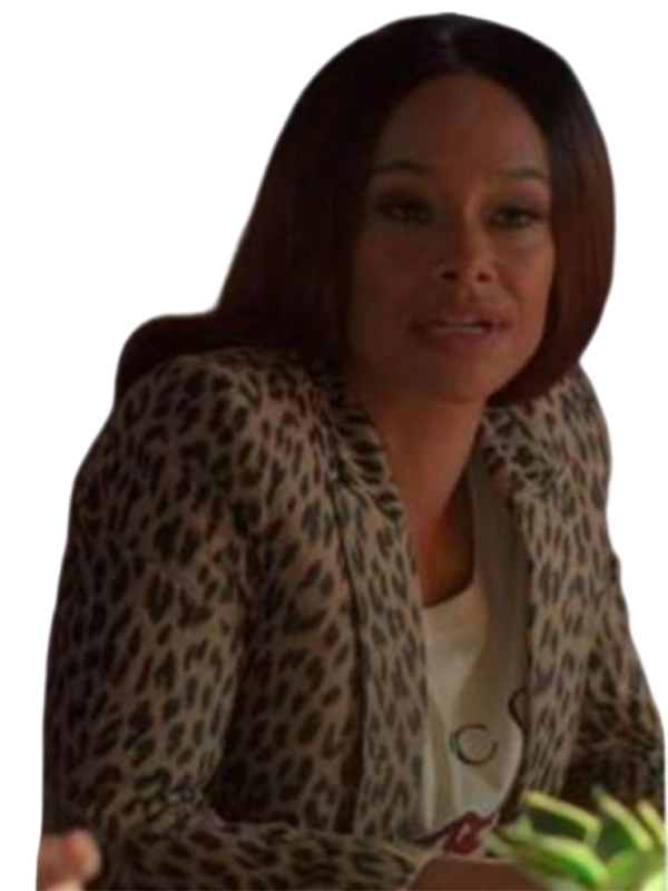 Tucker Leopard Print Blazer worn by woman stylish look