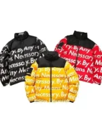 Goku Drip Jacket all three colorways black red and yellow By Any Means Necessary puffer jackets side by side product comparison
