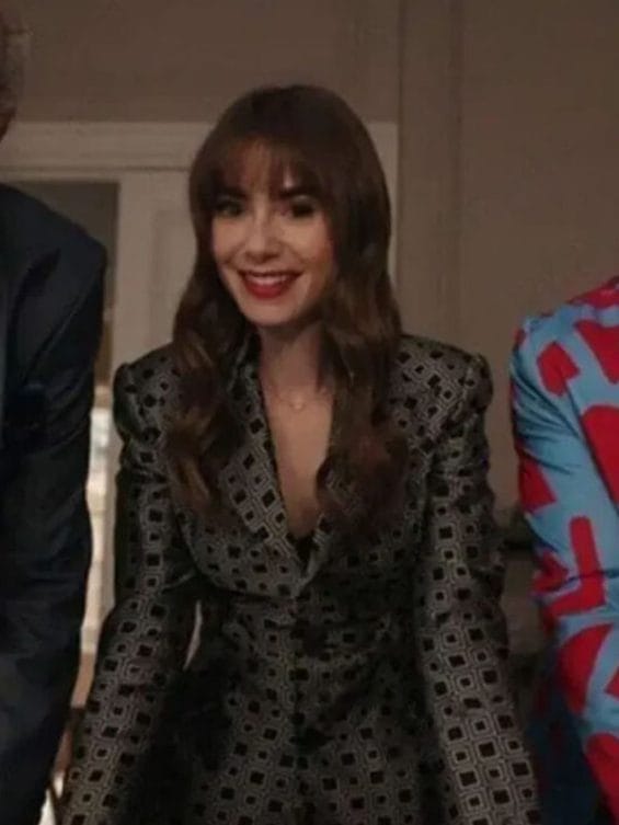 Emily in Paris S03 Lily Collins Grey Check Blazer