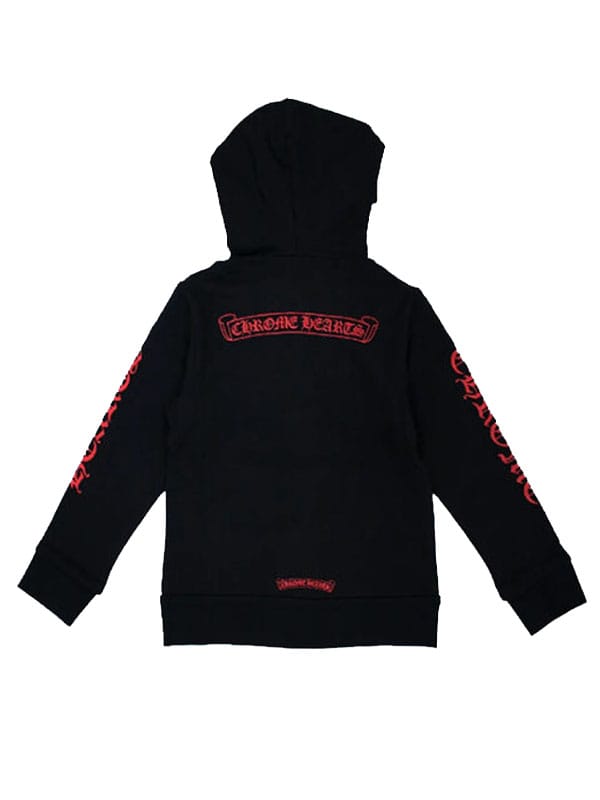 Chrome Hearts Kids Scroll Red Logo Hoodie