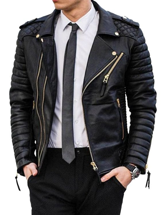 Men’s Black Leather Biker Jacket