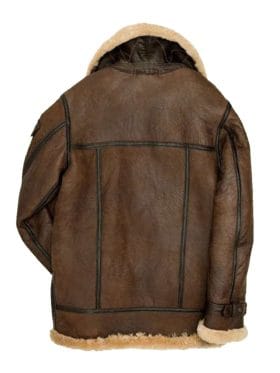 Men B3 Sheepskin Shearling Brown Pocket Jacket