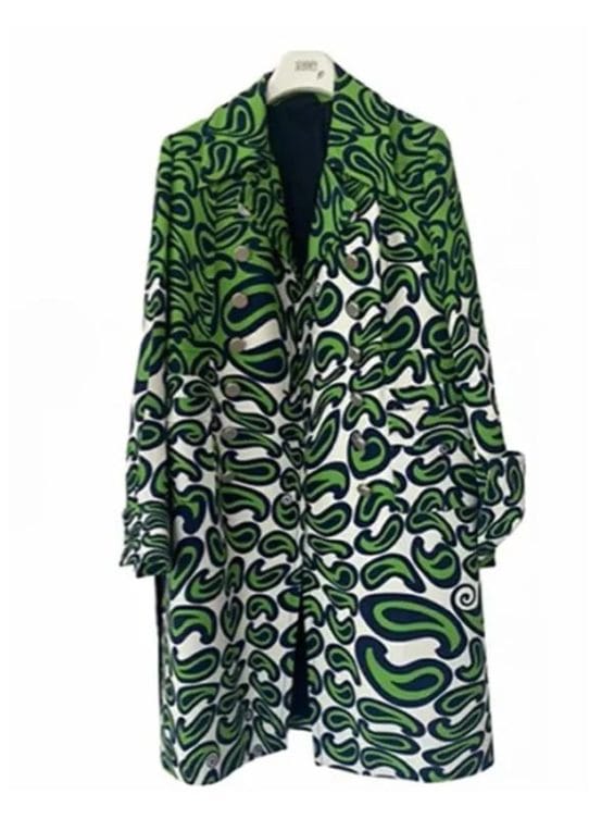 Emily in Paris S03 Lily Collins Green Printed Coat