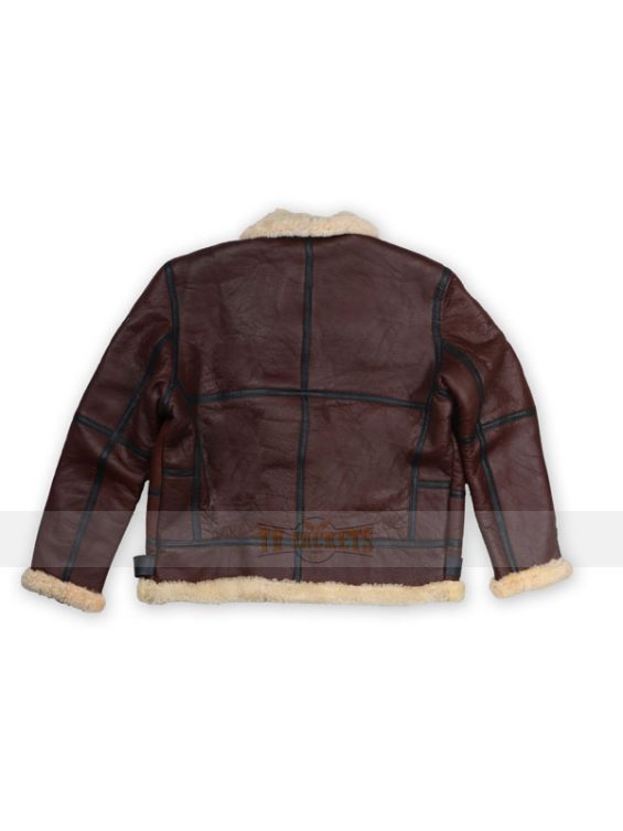 Men Shearling Brown Bomber Leather Jacket