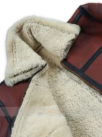 Aviator Double Collar Shearling Bomber Leather Jacket