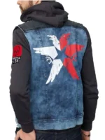 Back view of Infamous Second Son Delsin Rowe Vest featuring a red logo design