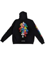 Front view of Multi Color Cross Cemetery Hoodie featuring adjustable hood and relaxed fit