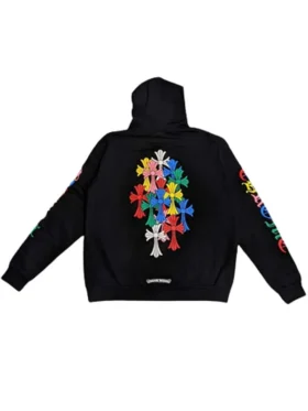 Front view of Multi Color Cross Cemetery Hoodie featuring adjustable hood and relaxed fit