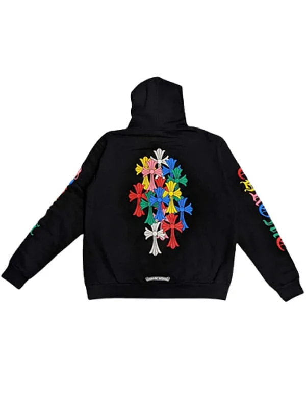 Front view of Multi Color Cross Cemetery Hoodie featuring adjustable hood and relaxed fit