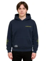 Front View of Chrome Hearts x Drake Certified Chrome Hand Dyed Hoodie on Adem