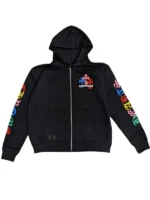 Multi Color Cross Cemetery Hoodie in black with vibrant multicolor cross design