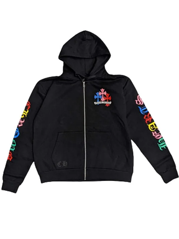 Multi Color Cross Cemetery Hoodie in black with vibrant multicolor cross design