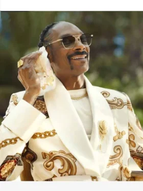 Front view of Snoop Dogg Corona Commercial Jacket featuring button closure